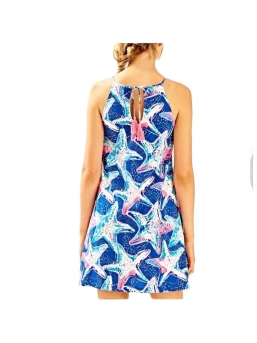 Lilly Pulitzer Margot swing dress size M indigo star struck starfish pink blue - Picture 13 of 14